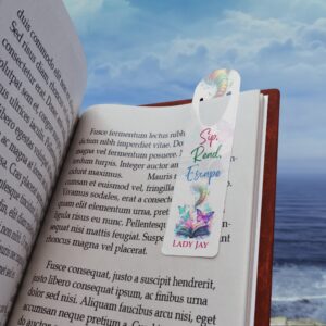 Sip. Read. Escape Bookmark - Stylish Metal Bookmark for Book Lovers