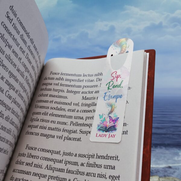 Sip. Read. Escape Bookmark - Stylish Metal Bookmark for Book Lovers